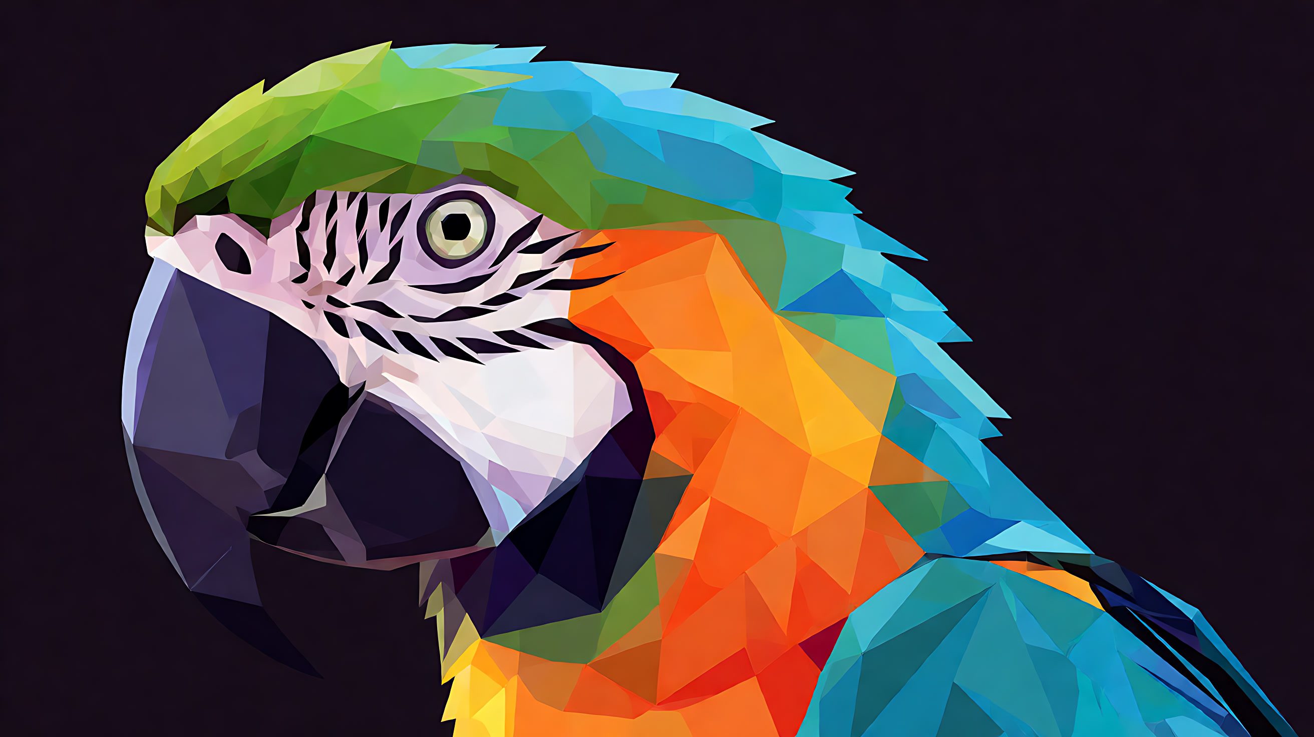 AI-generated: Geometric parrot portrait