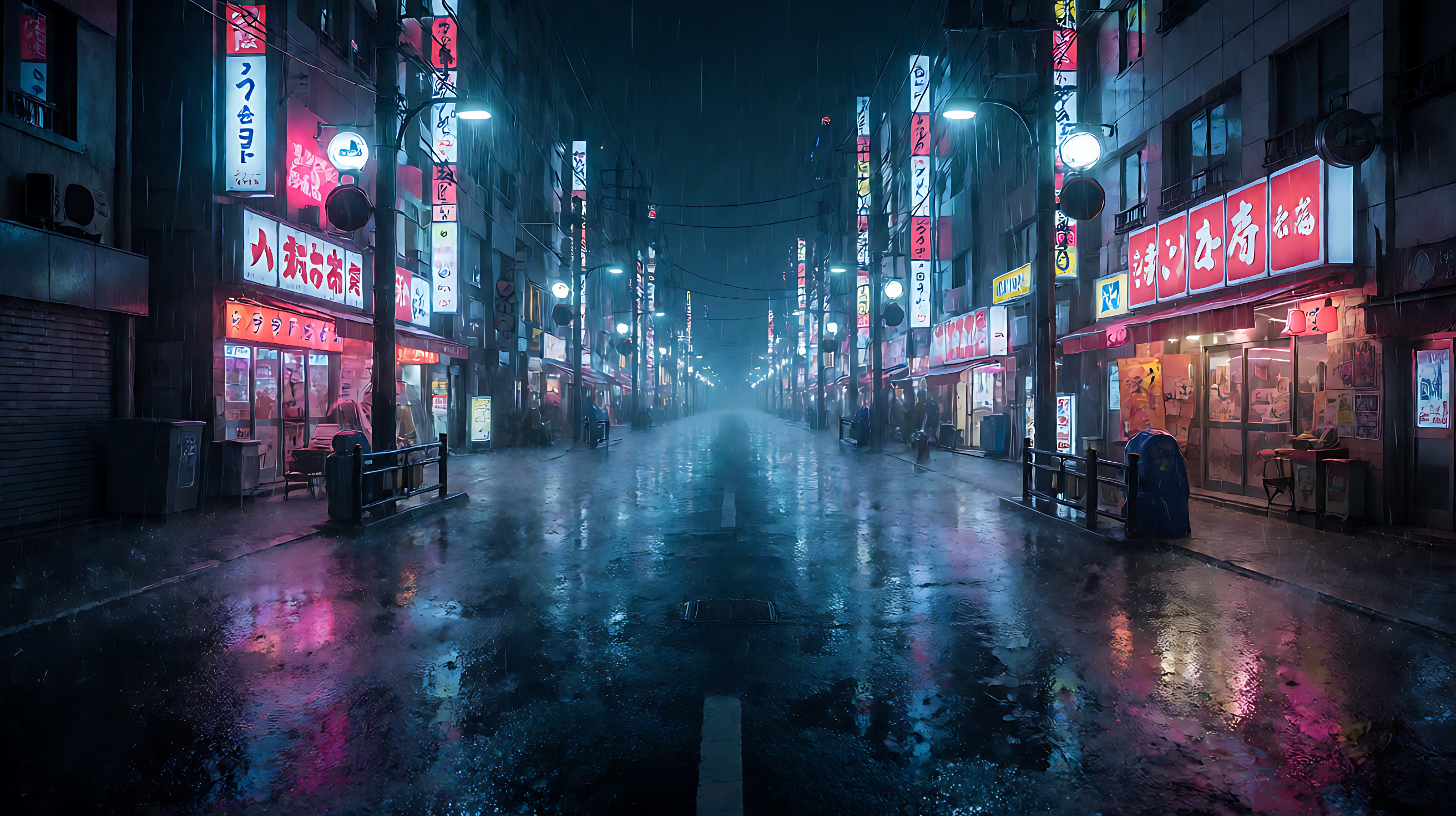 AI-generated: Tokyo street in rain