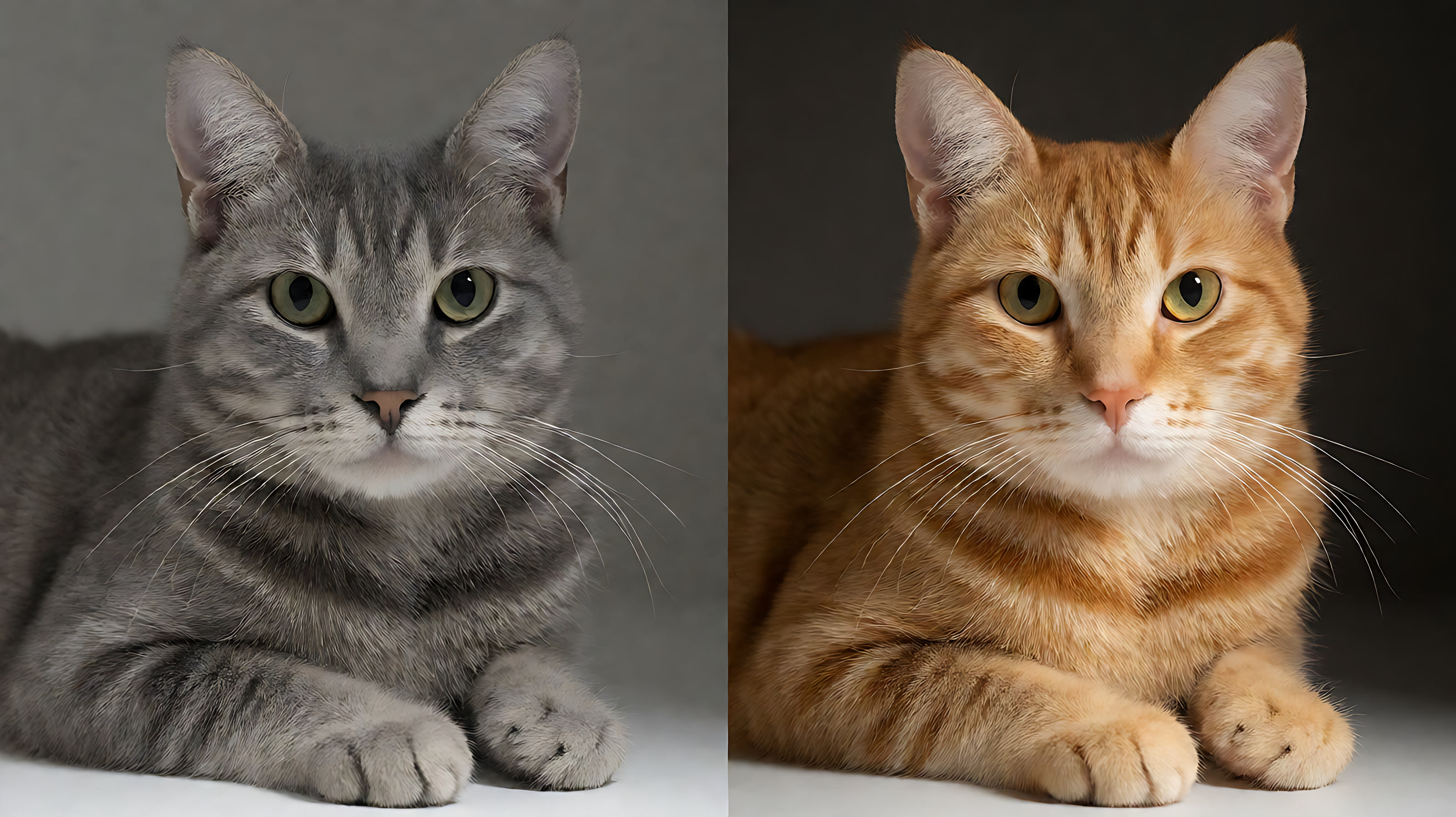 AI before-after photo edit of a cat for image editor