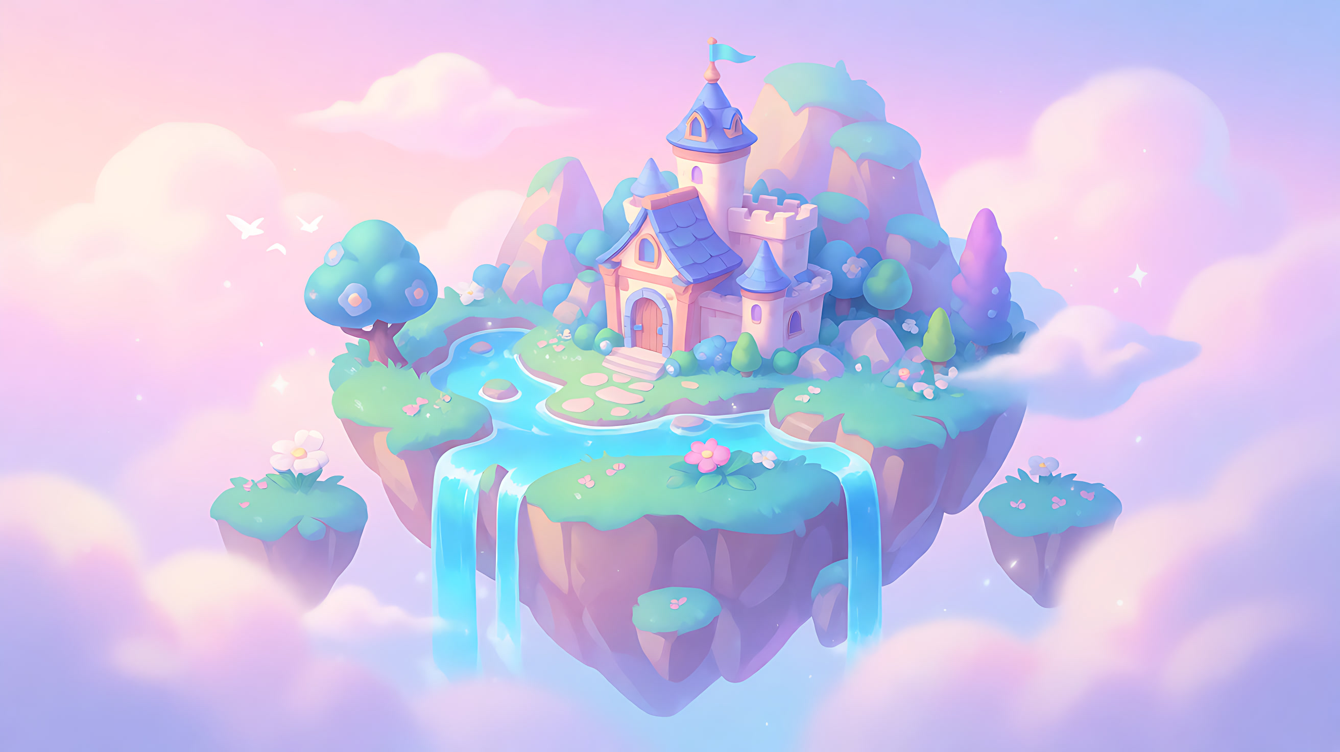 AI-generated floating island castle for text-to-image